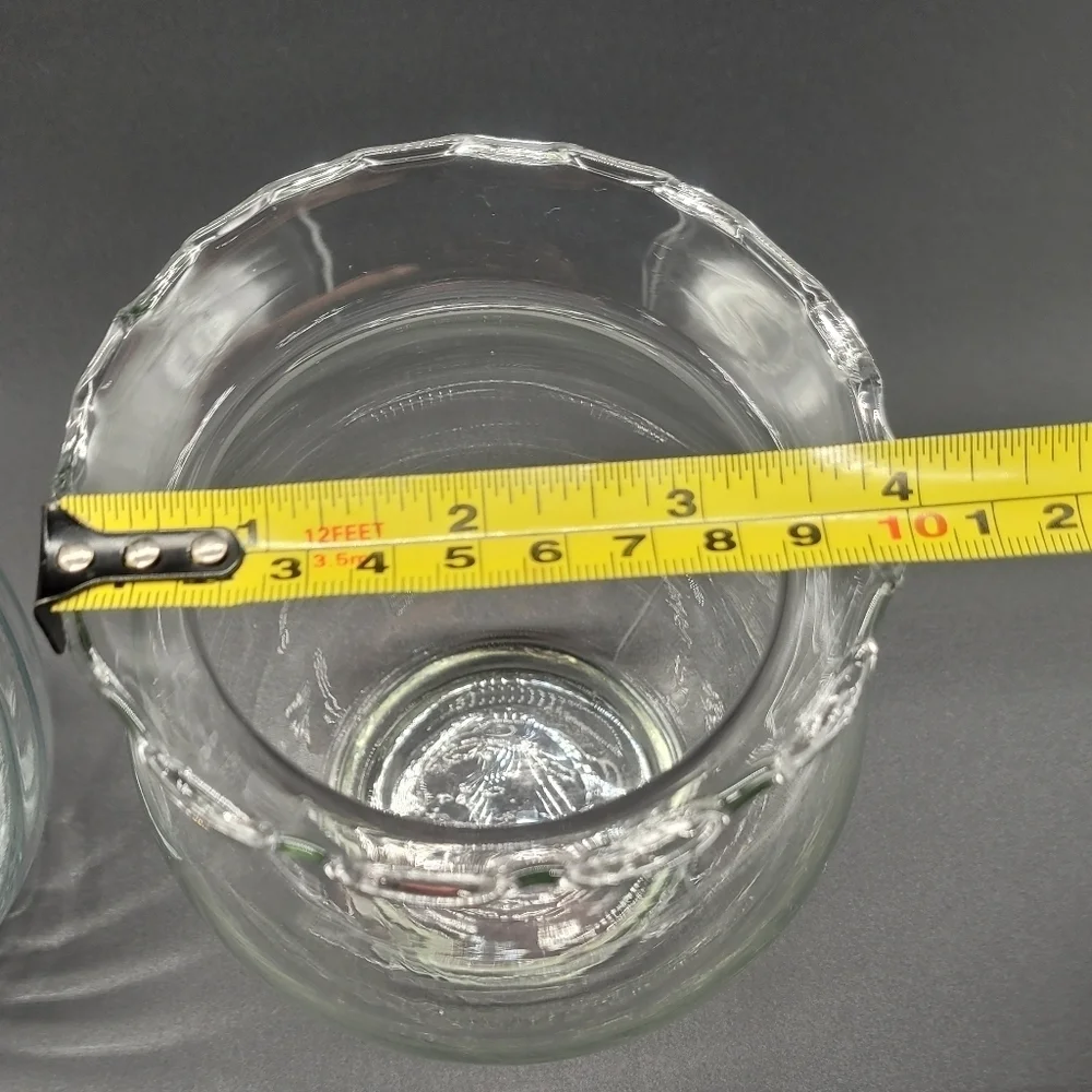 Vintage Indiana Clear Glass Ruffle Top & Ribbed Swirl Clear Glass Rose Bowl Vase